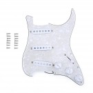 Musiclily 11-Hole SSS Prewired Loaded Pickguard with Single Coil Pickups Set for Fender Squier Strat Electric Guitar,4Ply Aged White Pearl 