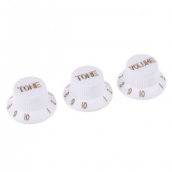 Musiclily Plastic 1 Volume and 2 Tone Control Knobs Set for Fender Strat Style,White