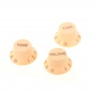 Musiclily Plastic 1 Volume and 2 Tone Control Buttons Set for Fender ST Strat Replacement Electric Guitar Parts, Cream