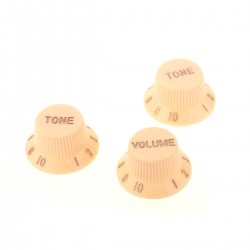Musiclily Plastic 1 Volume and 2 Tone Control Buttons Set for Fender ST Strat Replacement Electric Guitar Parts, Cream