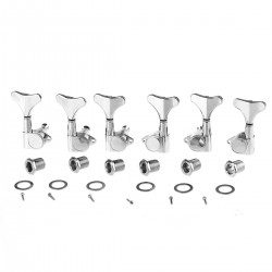 Musiclily 3 Per Side Set of Bass Sealed Machine Head Left Hand, Chrome