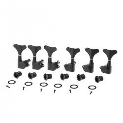 Musiclily 3 Per Side Set of Bass Sealed Machine Head Left Hand, Black