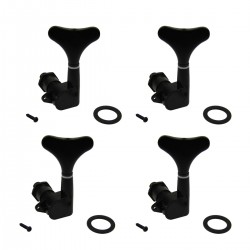 Musiclily 4-in-line Set of Bass Sealed Machine Head Left Hand, Black