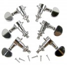 Musiclily 3 Per Side Set of Guitar Sealed Machine Head, Kidney Button Chrome