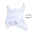 Musiclily 11 Hole Loaded Strat Pickguard HSS Prewired Pickguard with Single Coil Humbucker Pickups Set for Fender USA/Mexican Stratocaster Squier Electric Guitar, 3Ply White