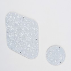 Musiclily Pickguard Backplate and Switch Cover Set for Gibson Les Paul,Pearl White 4ply
