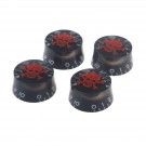 Musiclily Metric Size Plastic Speed Control Knobs for LP Style, Red Skull Black Body