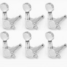 Musiclily 6-inline Guitar Sealed Tuner Tuning Key Machine Head Set Right Hand, Kidney Button Chrome