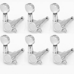 Musiclily 6-inline Guitar Sealed Tuner Tuning Key Machine Head Set Right Hand, Kidney Button Chrome