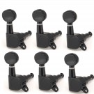 Musiclily 6-inline Guitar Sealed Tuner Tuning Key Machine Head Set Right Hand, Kidney Button Black