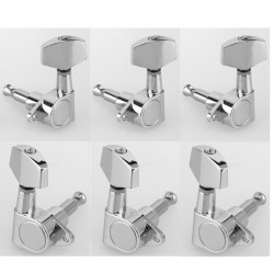 Musiclily 3x3 Epi Style Guitar Sealed Tuner Tuning Key Machine Head Set, Big Button Chrome