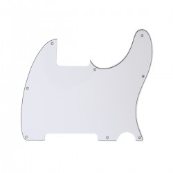 Musiclily 8 holes guitar pickguard for Tele Esquire, 3ply Glossy White