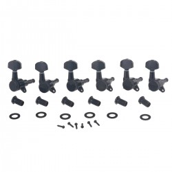Musiclily Pro 6-in-line Guitar Sealed Locking Tuners Machine Head Set, Black