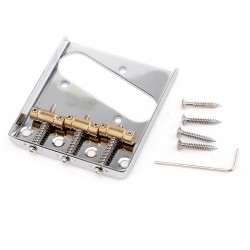 Musiclily pro 54MM vintage 3 brass saddles bridge for tele style guitar, chrome