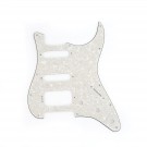 Musiclily Pro 11-Hole Round Corner HSS Guitar Strat Pickguard for USA/Mexican Stratocaster 4-screw Humbucking Mounting Open Pickup, 4Ply Parchment Pearl 