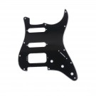 Musiclily Pro 11-Hole Round Corner HSS Guitar Strat Pickguard for USA/Mexican Stratocaster 4-screw Humbucking Mounting Open Pickup, 3Ply Black