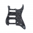 Musiclily Pro 11-Hole Round Corner HSS Guitar Strat Pickguard for USA/Mexican Stratocaster 4-screw Humbucking Mounting Open Pickup, 4Ply Black Pearl