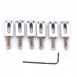Musiclily Pro 52.5mm 6-String Guitar Bridge Saddle Set for Strat or Tele Style, Chrome