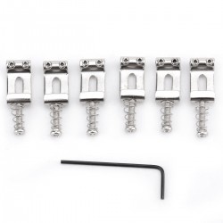 Musiclily Pro 52.5mm 6-String Guitar Bridge Saddle Set for Strat or Tele Style, Chrome 