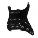Musiclily Pro 11 Holes HSS Prewired Humbuckers Loaded Pickguards with Noiseless Alnico 5 Single Coil Pickup Set for Fender Stratocaster Strat Guitar Replacement, 3ply Black