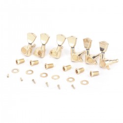 Musiclily Pro 3+3 Sealed Guitar Tuners Tuning Pegs Keys Machine Heads Set for LP Style Electric Guitar, Tulip Button Gold