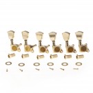 Musiclily Pro 6 in Line Guitar Sealed Tuners Tuning Key Pegs Machine Heads for Right Hand Fender Stratocaster Telecaster Electric Guitar , Tulip Button Gold