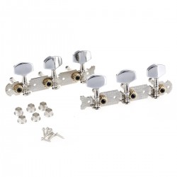 Musiclily Pro 3 on Plate Acoustic Guitar Tuners Machine Heads Tuning Keys Pegs Set, Chrome Button Nickel