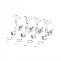 Musiclily Pro 4 in Line Sealed Electric Bass Tuners Machine Heads Tuning Keys Pegs Set for Right Hand Ibanez Style Bass, Chrome