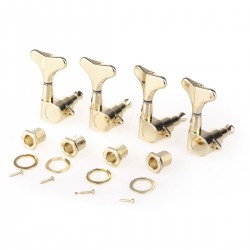 Musiclily Pro 4 In Line Sealed Electric Bass Tuners Machine Heads Tuning Keys Pegs Set for Right Hand Ibanez Style Bass , Gold