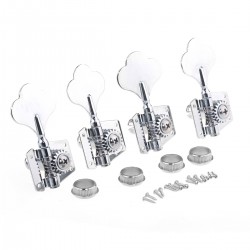 Musiclily Pro 4 In Line Open Gear Electric Bass Tuners Machine Heads Tuning Keys Pegs  for Right Hand Precision Jazz Bass, Chrome