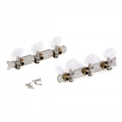 Musiclily Pro 3 On Plate Classical Guitar Tuners Machine Heads Tuning Pegs Keys Set, Butterfly Button Nickel