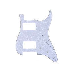 Musiclily Pro 11 Hole HH Strat Pickguard Humbucker Guitar Scratch Plate for USA/Mexican Made Fender Standard Stratocaster Modern Style, 4Ply White  Pearl