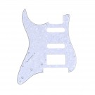 Musiclily Pro Left Handed 11-Hole Modern Style Strat HSS Guitar Pickguard for American/Mexican Stratocaster Floyd Rose Bridge Cut, 4Ply White Pearl