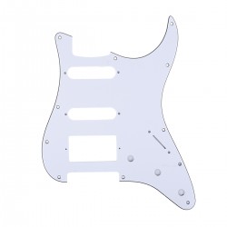 Musiclily Pro 11-Hole Modern Style Strat HSS Pickguard for American Stratocaster, 3Ply White