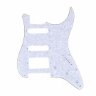 Musiclily Pro 11-Hole Modern Style Strat HSS Pickguard for American Stratocaster, 4Ply White Pearl