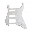 Musiclily Pro 11-Hole Round Corner HSS Guitar Strat Pickguard for USA/Mexican Stratocaster 3-screw Humbucking Mounting Open Pickup, 4Ply Parchment Pearl 