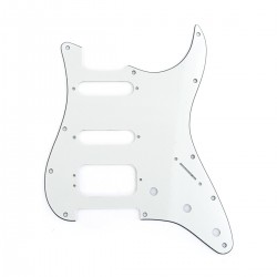 Musiclily Pro 11-Hole Round Corner HSS Guitar Strat Pickguard for USA/Mexican Stratocaster 3-screw Humbucking Mounting Open Pickup, 3Ply Parchment
