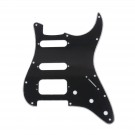 Musiclily Pro 11-Hole Round Corner HSS Guitar Strat Pickguard for USA/Mexican Stratocaster 3-screw Humbucking Mounting Open Pickup, 3Ply Black 
