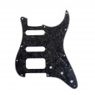 Musiclily Pro 11-Hole Round Corner HSS Guitar Strat Pickguard for USA/Mexican Stratocaster 3-screw Humbucking Mounting Open Pickup, 4Ply Black Pearl 
