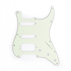 Musiclily Pro 11-Hole Round Corner HSS Guitar Strat Pickguard for USA/Mexican Stratocaster 3-screw Humbucking Mounting Open Pickup, 3Ply Mint Green