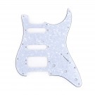 Musiclily Pro 11-Hole Round Corner HSS Guitar Strat Pickguard for USA/Mexican Stratocaster 3-screw Humbucking Mounting Open Pickup, 4Ply White Pearl