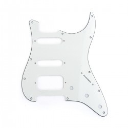 Musiclily Pro 11-Hole Round Corner HSS Guitar Strat Pickguard for USA/Mexican Stratocaster Open Pickup,3Ply Parchment