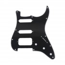 Musiclily Pro 11-Hole Round Corner HSS Guitar Strat Pickguard for USA/Mexican Stratocaster Open Pickup,3Ply Black