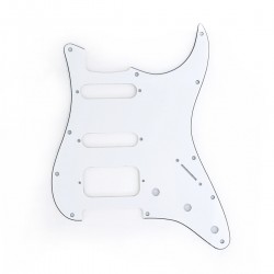 Musiclily Pro 11-Hole Round Corner HSS Guitar Strat Pickguard for USA/Mexican Stratocaster Open Pickup,3Ply White 