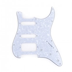 Musiclily Pro 11-Hole Round Corner HSS Guitar Strat Pickguard for USA/Mexican Stratocaster Open Pickup, 4Ply White Pearl
