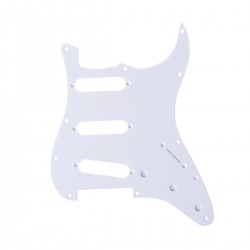 Musiclily Pro 11-Hole 60s 64 Vintage Style Strat SSS Pickguard for American Stratocaster,  1Ply White
