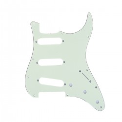 Musiclily Pro 11-Hole 60s 64 Vintage Style Strat SSS Pickguard for American Stratocaster,  3Ply Mint Green