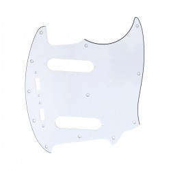 Musiclily Pro 12-Hole Guitar Pickguard for Fender American Mustang, 3Ply White