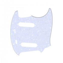 Musiclily Pro 12-Hole Guitar Pickguard for Fender American Mustang, 4Ply White Pearl