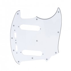 Musiclily Pro 12-Hole Guitar Pickguard for MIJ Fender Japan Mustang, 3Ply White